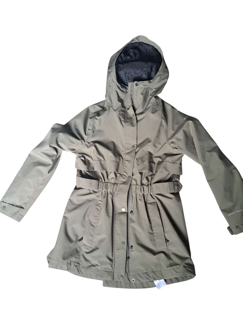 Columbia Omni-Tech Women's Hooded Rain Jacket Olive Green Medium Waterproof
